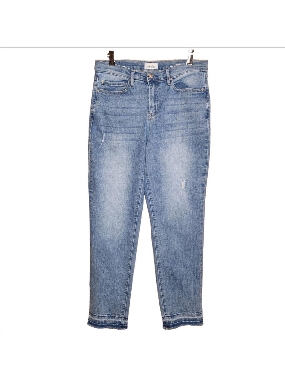 NICOLE MILLER SOHO HIGH RISE SLIM STRAIGHT JEAN RAW HEM SIZE 8